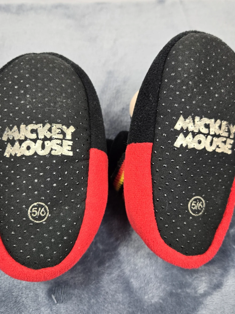Disney Mickey Mouse Plush Slip-On Slippers in Black, Red & Yellow
